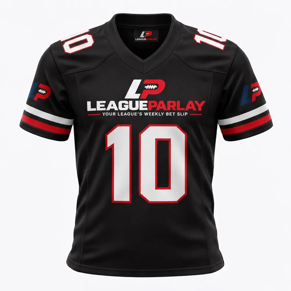 Black League Parlay Football Jersey — digital concept